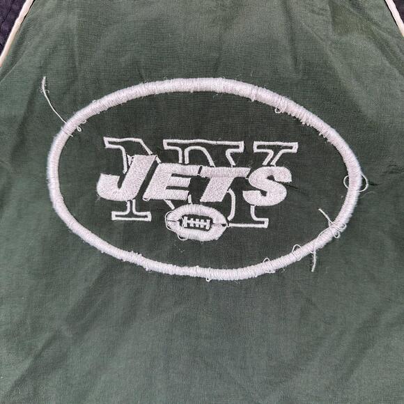 VTG New York Jets Jacket Boys Medium Green Black Hooded Reebok On Field Zip - Picture 9 of 10